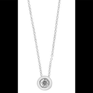 EFFY NWOT 14K White Gold Bezel Diamond Pendant Necklace - 0.20 ctw